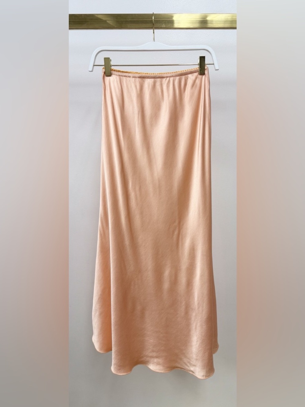 (9298/235110-SAL) SOLID ELASTIC LACE TRIM WAIST SILKY VISCOSE MAXI SKIRT